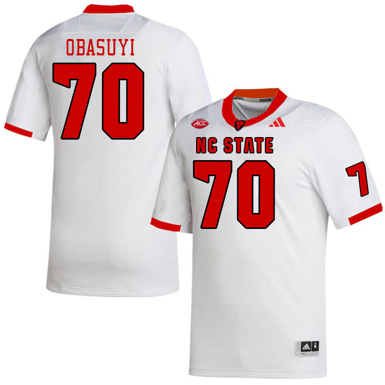 Men #70 Obadiah Obasuyi NC State Wolfpack College Football Jerseys Stitched-White